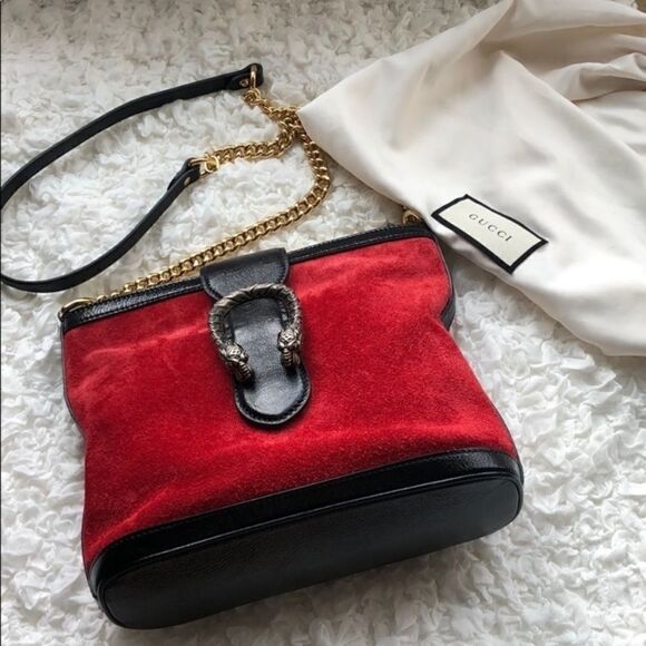 Gucci Dionysus Bucket Red Suede Shoulder Bag - Picture 3 of 8